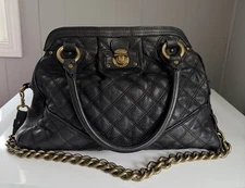 Vintage *Marc Jacobs* ALYONA Black Quilted Lamb Skin Leather Bag W/Gold Hardware