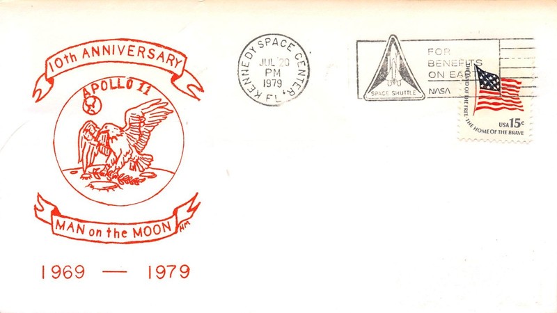 APOLLO 11 10th ANNIVERSARY LANDING/WALK KSC CANCEL 7/20/79 EAGLE CACHET-SC# 1597