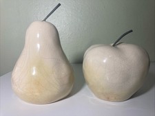 Ceramic Pear and Apple Decor Set – Glossy Finish with Realistic Ste