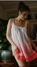 NWT Intimately Free People Day Glow Shapeless Slip White Pink Nightgown Med 128