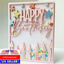 Full panel birthday card words candle metal cutting dies cut machine cutter die