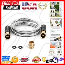 Short Garden Hose 5 ft with Female to Female Connector, Small Metal Leader Ho...