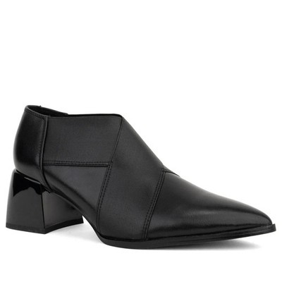 Linda Baumann Damen Schwarze Leder Pumps Freizeit LDB6044-252087-MCBLK