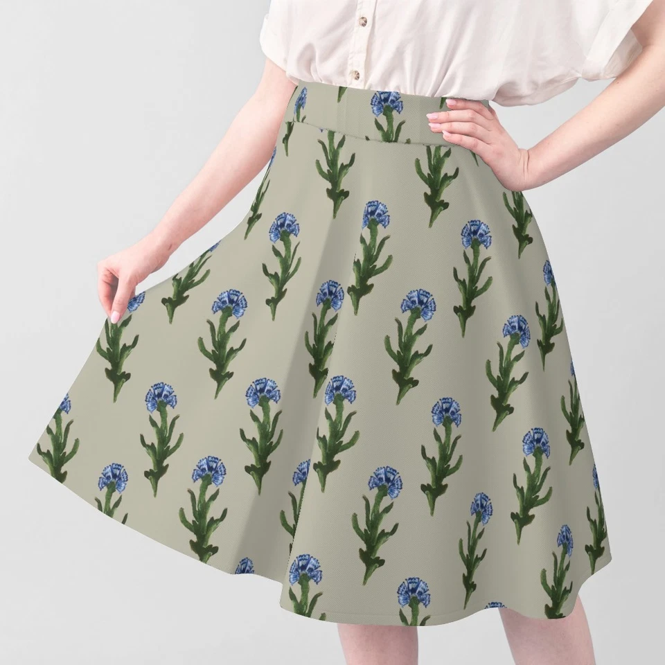 Tela de algodón estampada con tallos de diente de león estilizados por yarda Foto 3 de 4