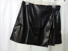 NWT Faux Leather Button Wrap Mini Skirt Pleather