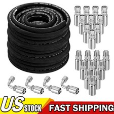100FT 3/8" Hydraulic Hose with 24PCS Hydraulic Hose Fittings 2-Wire Braided Tube