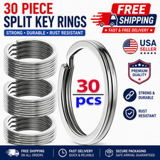 30Pcs Stainless Steel Split Key Rings Round Keychain Loops DIY Jewelry Making