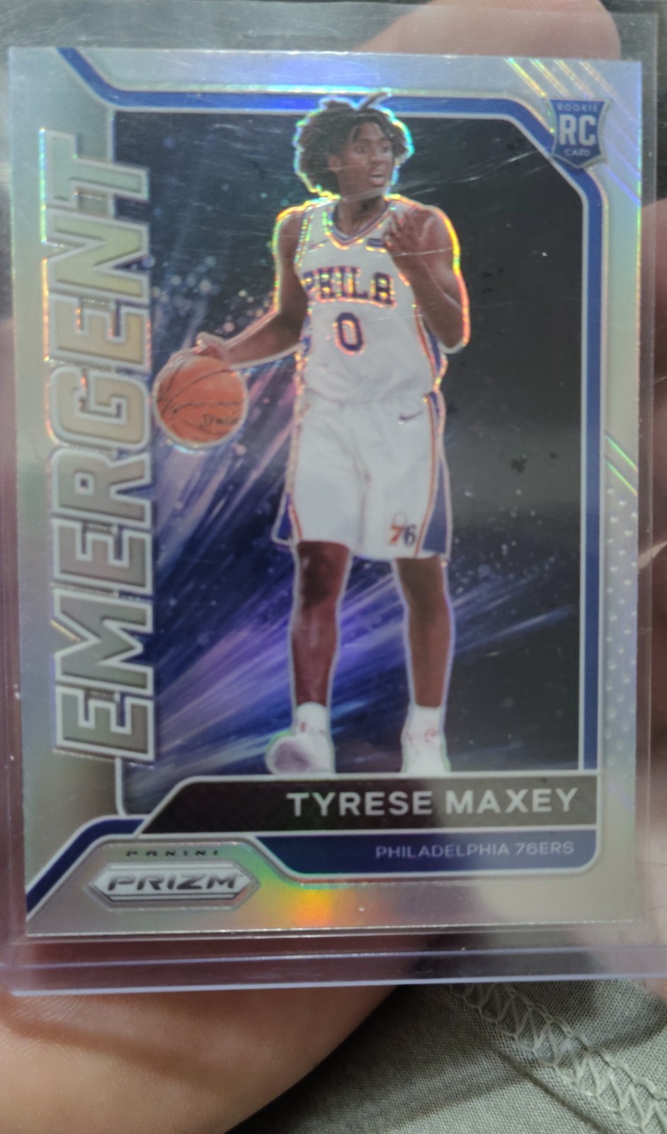 2020-21 Panini Prizm - Emergent Tyrese Maxey #24 Silver Prizm (RC)
