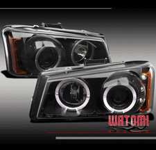 03-06 Chevy Silverado Pickup Halo Led Projector Headlights Black 1500 2500 3500