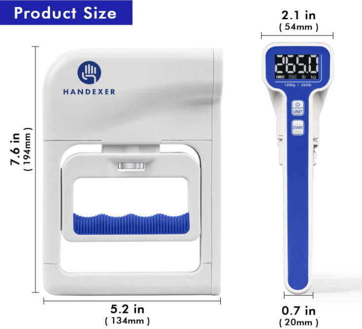 Grip Strength Tester 265lb/120kg, Digital Hand Dynamometer FDA Registered LCD