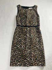 Ann Taylor Loft Womens Shift Dress Size 2 Animal Print Lined Sleeveless 228