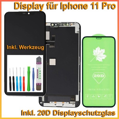 Display für iPhone 11 Pro LCD Bildschirm Schwarz +. 20D Bildschirmschutzglas