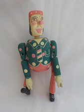 Vintage Clown Self Sitter Jointed Carved  Painted Wood Removable Arms Legs 15"H