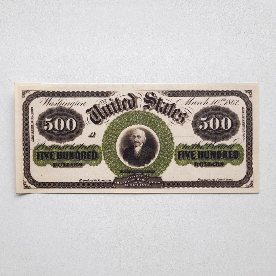 500 Dollars 1862 Legal Tender Note Reproduction Banknote P# 135b - Image 3 of 4