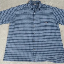 Genuine Dickies Shirt 2XL Button Up Blue Plaid Short Sleeve