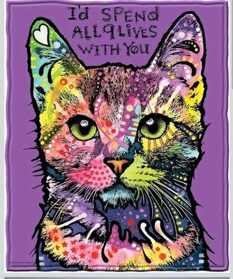 Dawhud Direct 50x60-Inch Cat Blanket Dean Russo 9 Lives - Plush Fleece Throw New