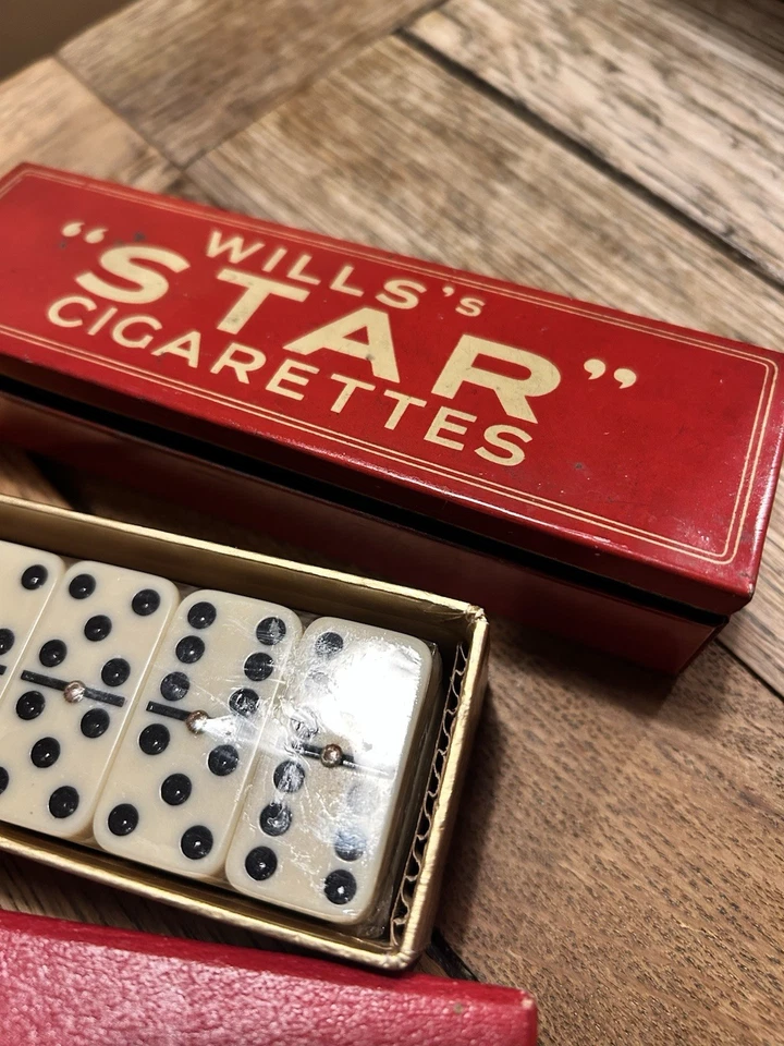 Vintage Wills's Star Cigarettes Dominoes Tin and crib board - Image 2 of 4