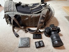 Sony Alpha a7S III with Sony FE 24-70mm f/2.8 GM Lens, monitor, mic, backpack