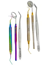 Premium German 3 Instruments Basic Dental Set Mirror Explorer College Plier Holo