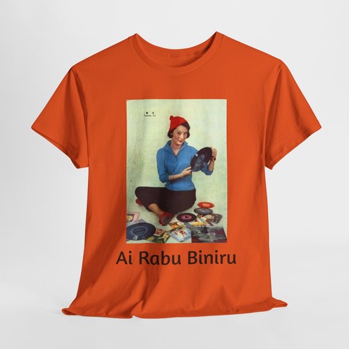 Japanese Young Woman Record Collector Ai Rabu Binīru T-Shirt, Music Lover Gift, - Picture 51 of 109