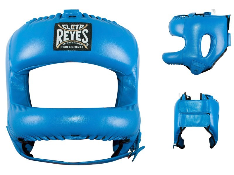 Cleto Reyes Neu Gestalteter Leder Boxen Kopfschmuck mit Nylon Face bar - Blau Cleto Reyes Neu Gestalteter Leder Boxen Kopfschmuck mit Nylon Face bar - Blau
