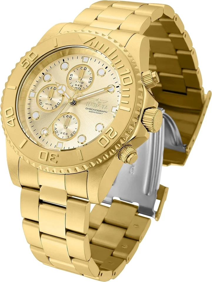 Invicta 1774 Pro Diver Orologio Uomo Acciaio Inossidabile 43 mm Quarzo Usato Oro - Immagine 2 di 4