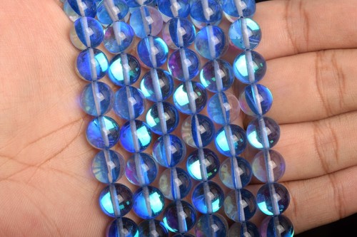 Sky Blue Mystic Aura Quartz Round Loose Beads 6/8/10MM - Picture 3 of 6