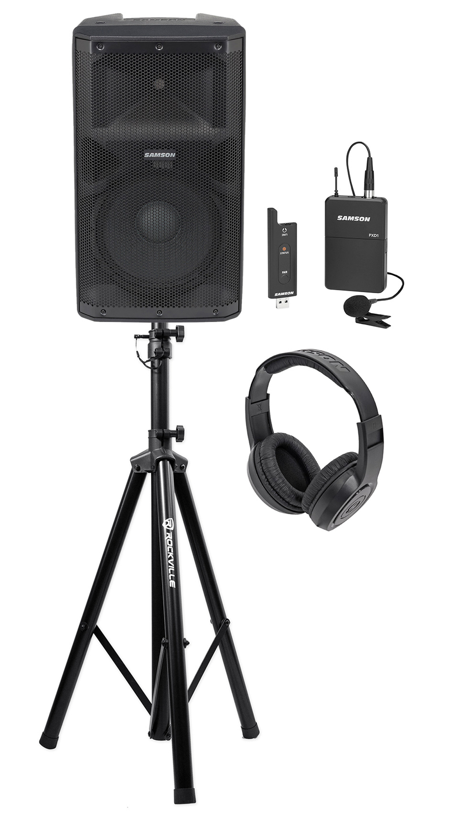 Динамик Samson RS112A 12 мощностью 400 Вт с Bluetooth + Беспроводной петличный микрофон для выступлений