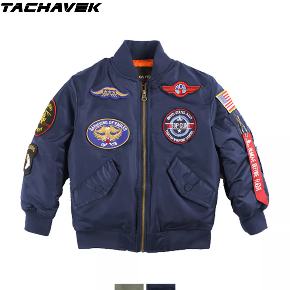 Kids Boys MA 1 Military Pilot Flight Bomber Jacket Toddler Grils Outerwear Coats