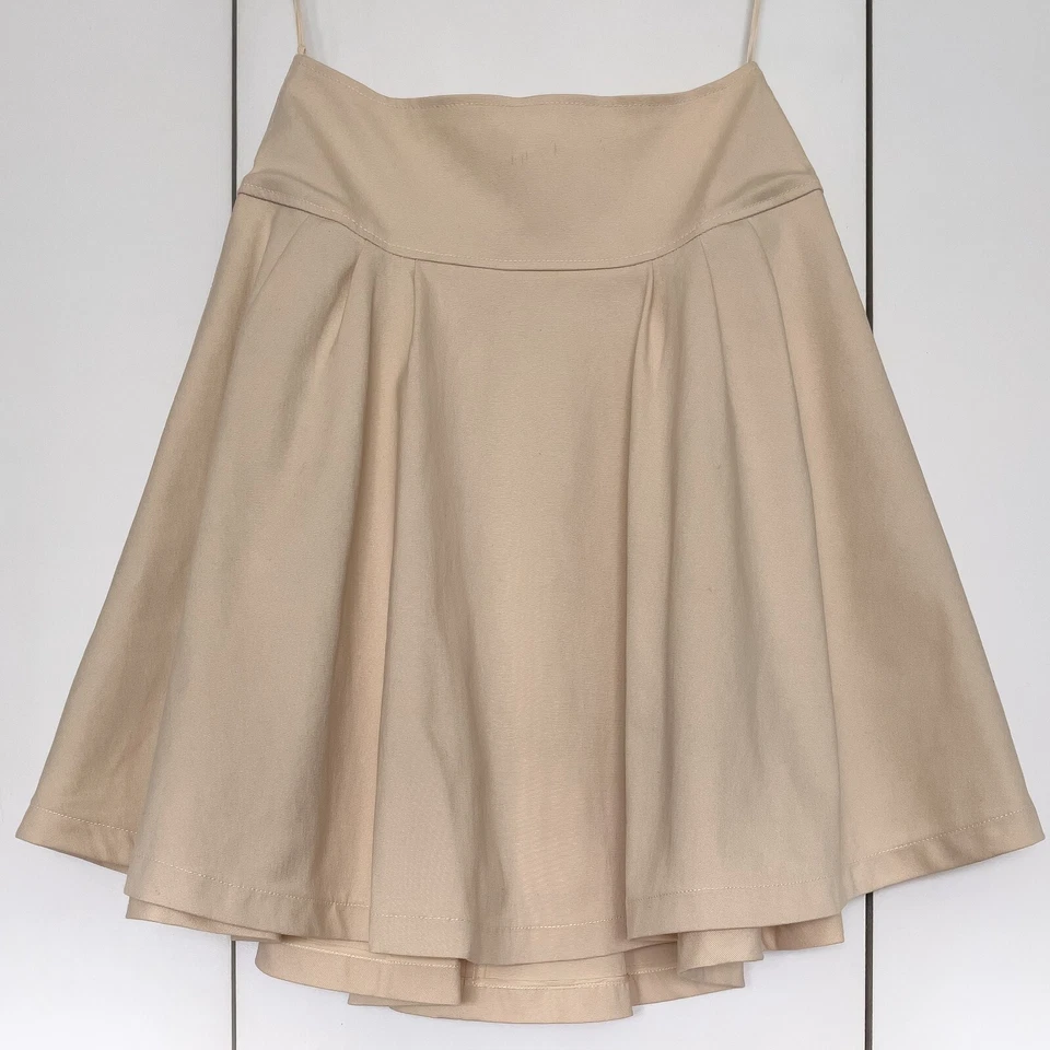 OSCAR DE LA RENTA: Women's A-Line Pleated Skirt, Beige, Size 10 - Image 3 of 4