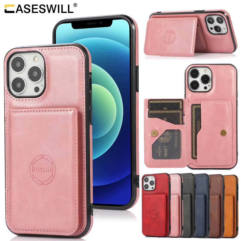 For iPhone 16 15 14 Plus 13 12 11 Pro Max Leather Wallet Card Holder Case Cover
