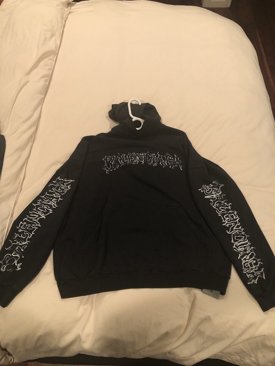 Balenciaga Size 3 DIY Metal Outline Hooded Sweatshirt Black | eBay