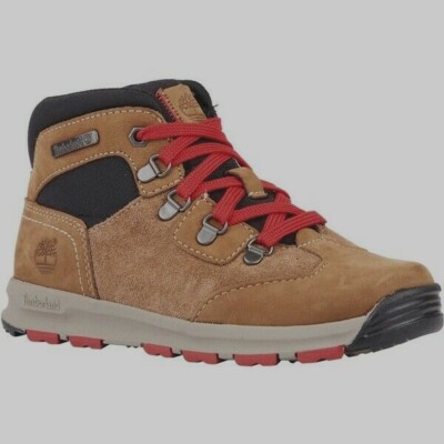 TIMBERLAND Earthkeepers Scramble MID Boys Leather Boots Brown NIB SZ med  /EU34