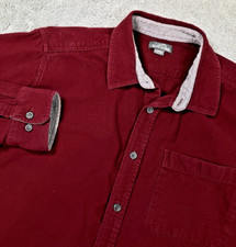 EDDIE BAUER Mens XXL Regular Burgundy Long Sleeve Mid Weight Flannel Shirt