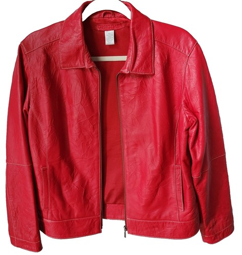 Vintage chicos design red leather with fridge detail long sleeve