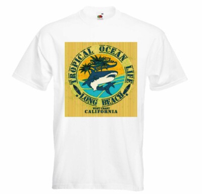 T-Shirt LONG BEACH CALIFORNIA SURFEN BEACH SURFBRETT LONGBOARD WELLENREITEN