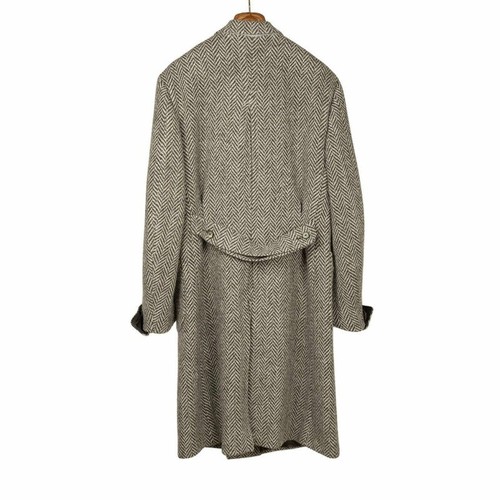 Men's Winter Double Breasted Herringbone Long Coat Wool Blend Warm Overcoat - Picture 4 of 20