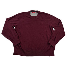 IZOD Mens Size Large Maroon Long Sleeve V-Neck 100 Cotton Sweater Pullover