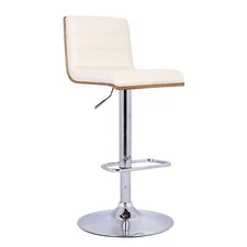 23 Cream And Silver Iron Swivel Low Back Adjustable Height Bar Chair