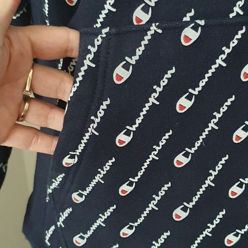 Champion Reverse Weave All Over Print Logo Hoodie Pullover sz Small - Picture 6 of 12