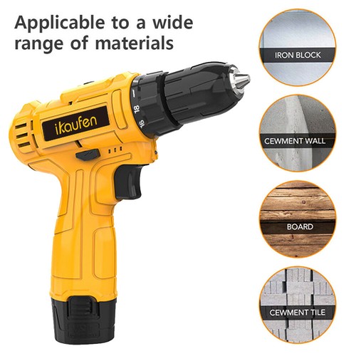Electric Driver 3/8'' Cordless Drill Set 12V With Battery & Charger 21+1 Torque - Picture 4 of 13