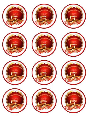 Personalised diwali festival cupcake Toppers Wafer or Icing Decoration x 12 - Picture 1 of 1