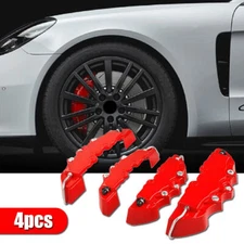 4Pcs Red 3D Front+Rear Car Disc Brake Caliper Cover Parts Brake Accessories