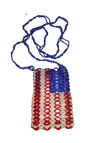 Cell Phone Purse, The American Flag, Hand Beaded, Unused(bx9)  - Picture 2 of 6