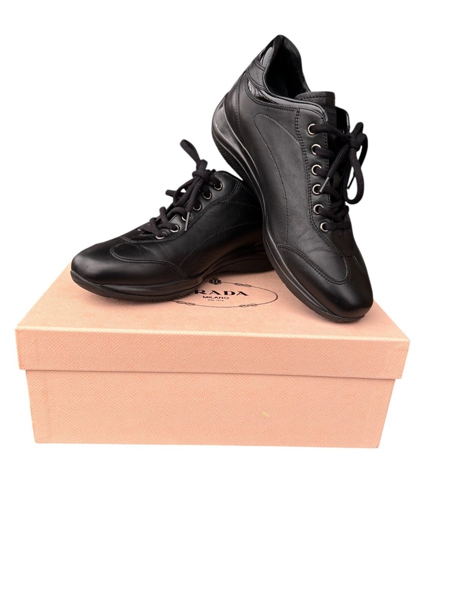 PRADA 3E4897 Women's Black Leather Sneakers EU 36.5 | eBay