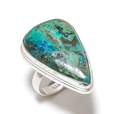 Natural Azurite Malachite Gemstone Handmade 925 Sterling Silver Ring Size 8 n672