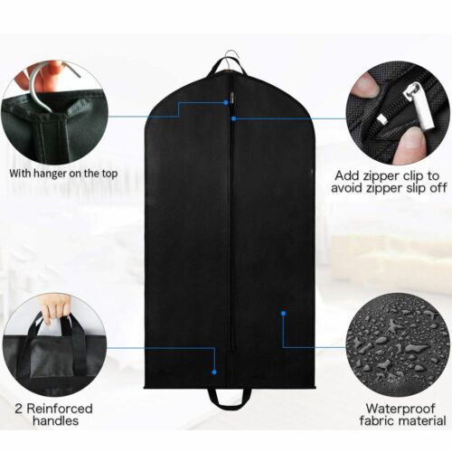 1-5Pcs 40" Garment Dustproof Cover Suit Coat Dress Hanging Storage Bag Protector - Bild 2 von 13