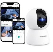 Febfoxs Baby Monitor Security Camera, WiFi Indoor Camera, 360-Degree Smart 1080P