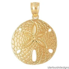 New 14k Yellow Gold Sand Dollar Pendant