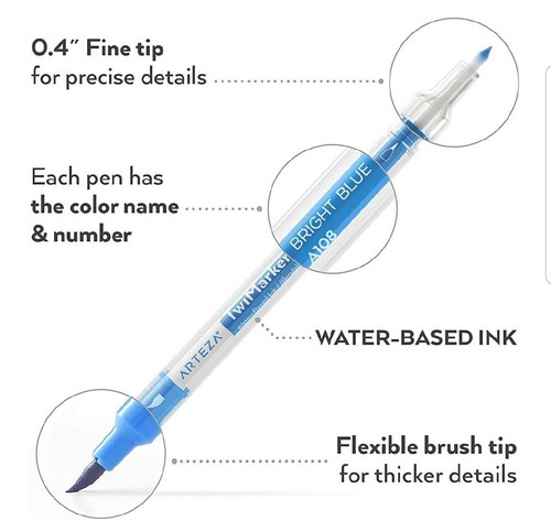 ARTEZA TwiMarkers Brush Pens Set of 48 Colors, Dual Tip Markers NEW - Picture 3 of 3
